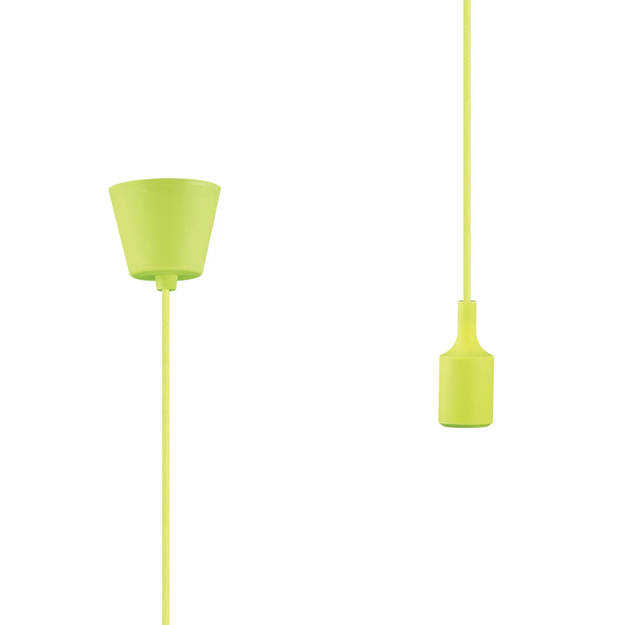 D0166  Dreifa 1.5m Single Pendant, 1 x E27, Green, 9cm Plastic Base and Silicon Lampholder Cover